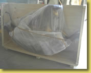 Restored Rocking Horse crated and ready for delivery